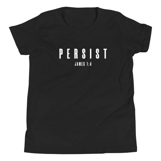 Youth White Font Persist T-Shirt